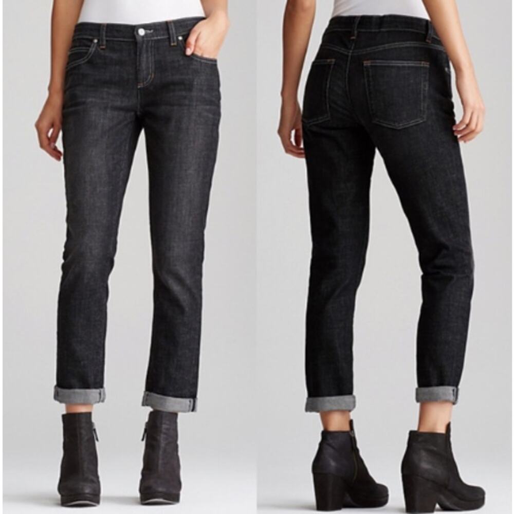 Eileen Fisher 0 Organic Cotton Boyfriend Jeans in Vintage Black